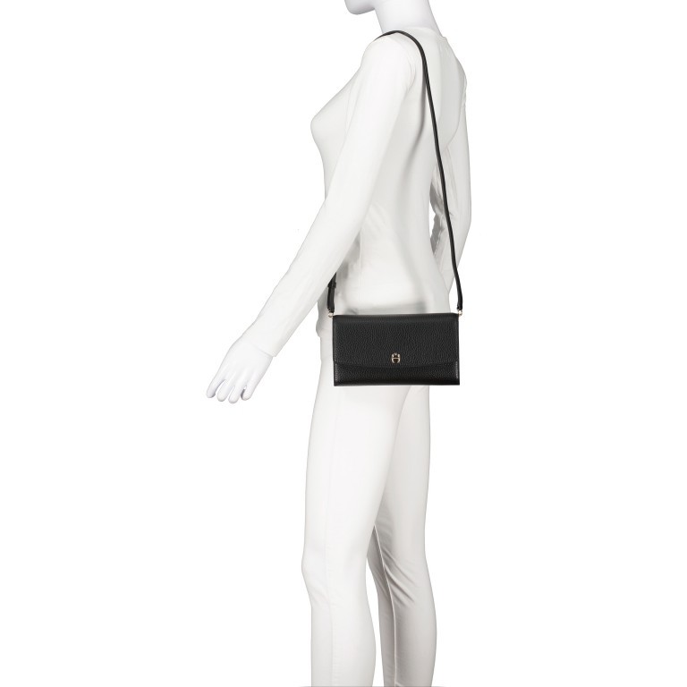 Umhängetasche / Clutch Wallet on Strap mit RFID-Schutz Pearl White, Farbe: beige, Marke: AIGNER, EAN: 4055539552588, Abmessungen in cm: 21.5x13x4, Bild 3 von 6