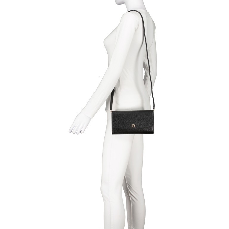 Umhängetasche / Clutch Wallet on Strap mit RFID-Schutz Pearl White, Farbe: beige, Marke: AIGNER, EAN: 4055539552588, Abmessungen in cm: 21.5x13x4, Bild 4 von 6