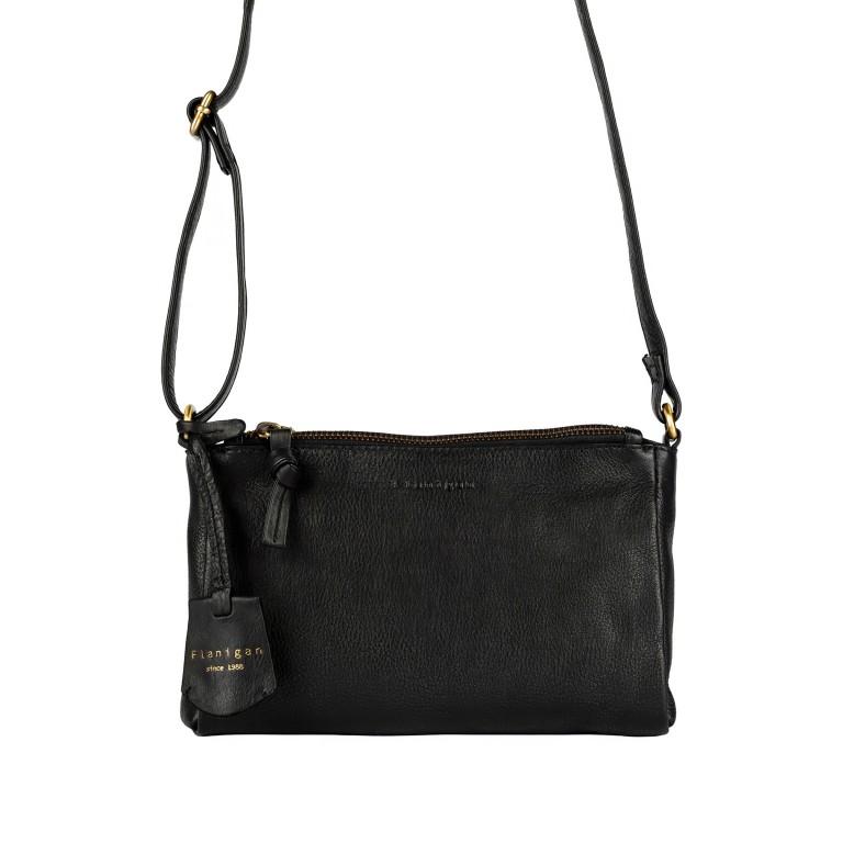 Umhängetasche Finja Crossbody, Farbe: schwarz, cognac, Marke: Flanigan, Abmessungen in cm: 20.5x14x4.5, Bild 9 von 9