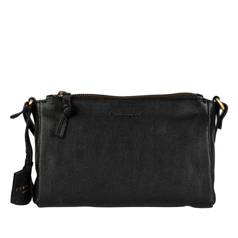 Umhängetasche Finja Crossbody, Farbe: schwarz, cognac, Marke: Flanigan, Abmessungen in cm: 20.5x14x4.5, Bild 1 von 9
