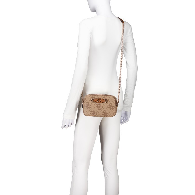 Umhängetasche Izzy, Farbe: anthrazit, cognac, Marke: Guess, Abmessungen in cm: 20x13x7, Bild 5 von 6
