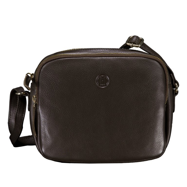 Umhängetasche Nappa Camera Bag mit Goldfittings, Farbe: schwarz, braun, beige, Marke: Hausfelder Manufaktur, Abmessungen in cm: 22x17.5x5.5, Bild 1 von 6