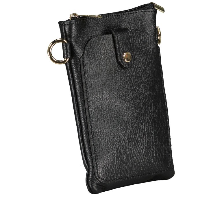 Umhängetasche / Handytasche mit Goldfittings, Marke: Hausfelder Manufaktur, Abmessungen in cm: 14.5x21x1.7, Bild 2 von 6