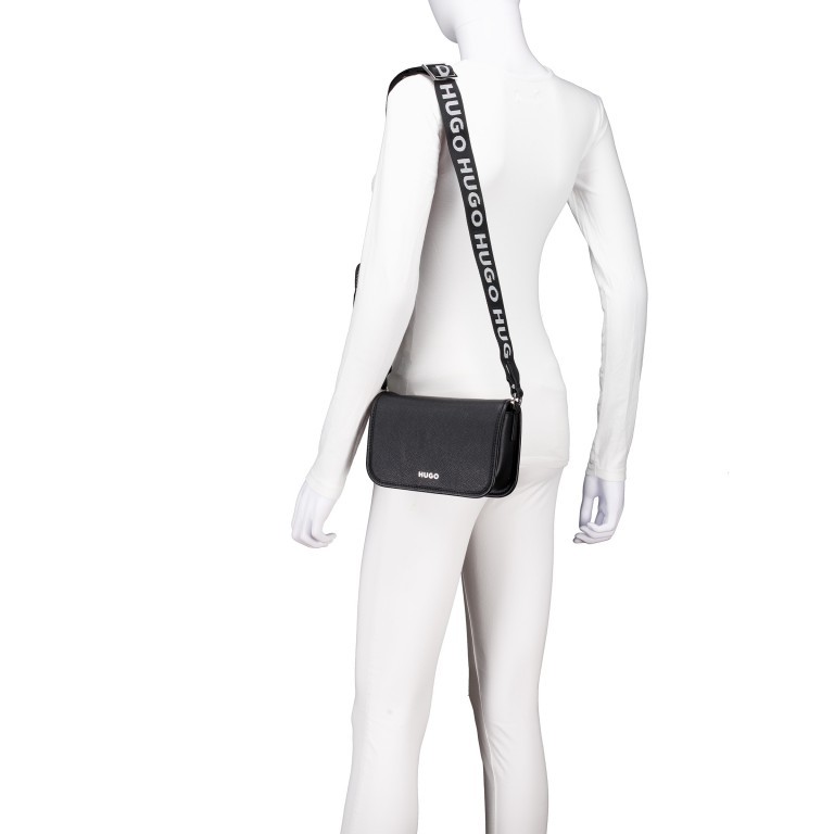 Umhängetasche Bel Crossbody Flap, Farbe: schwarz, beige, Marke: HUGO, Abmessungen in cm: 20x14x7.5, Bild 4 von 6