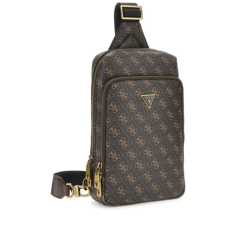 Umhängetasche Milano Slingbag 4g-logo, Farbe: schwarz, braun, cognac, Marke: Guess, Abmessungen in cm: 18.5x27.5x6.5, Bild 2 von 6