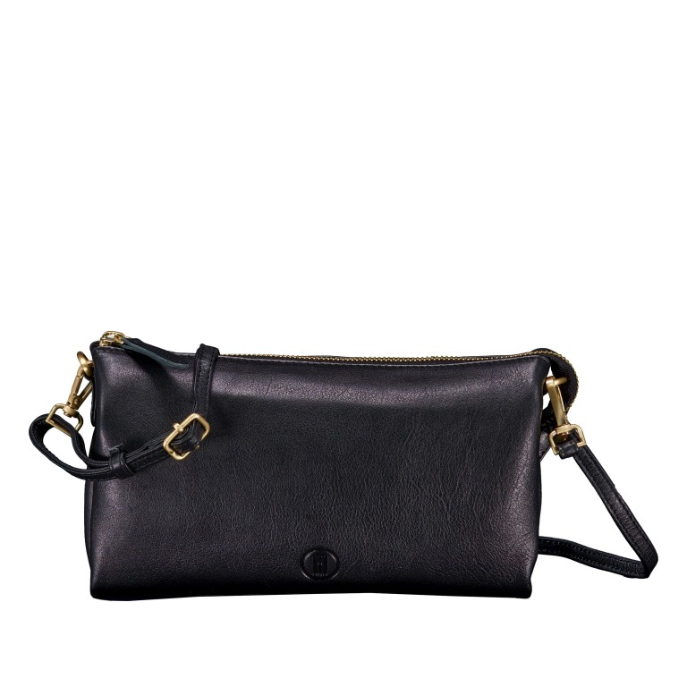 Umhängetasche Nappa mit Goldfittings, Farbe: schwarz, beige, weiß, Marke: Hausfelder Manufaktur, Abmessungen in cm: 23x14x3, Bild 1 von 6