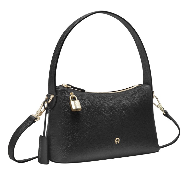 Beuteltasche Delia S, Farbe: schwarz, rot/weinrot, Marke: AIGNER, Abmessungen in cm: 27x15x9, Bild 2 von 9