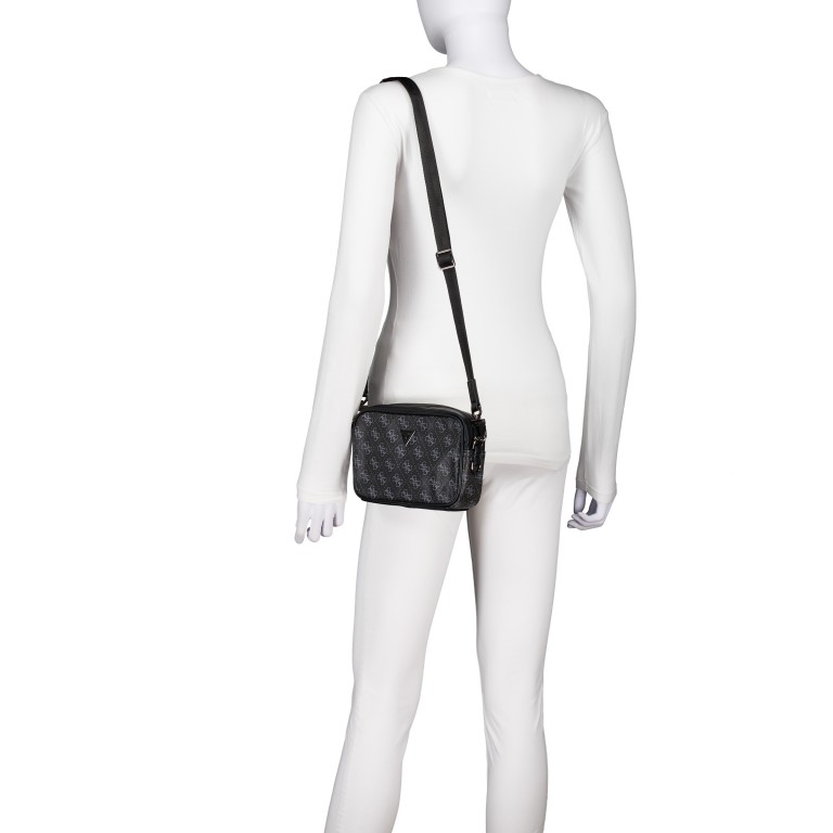 Handgelenktasche / Umhängetasche Milano Camera Bag, Farbe: schwarz, braun, grün/oliv, Marke: Guess, Abmessungen in cm: 21x14x5.5, Bild 5 von 7