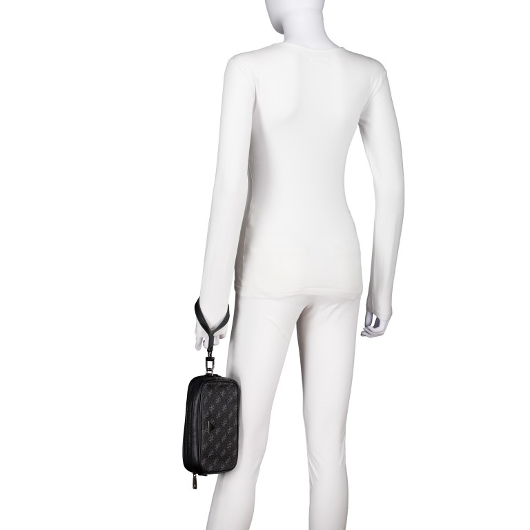 Handgelenktasche / Umhängetasche Milano Camera Bag, Farbe: schwarz, braun, grün/oliv, Marke: Guess, Abmessungen in cm: 21x14x5.5, Bild 4 von 7