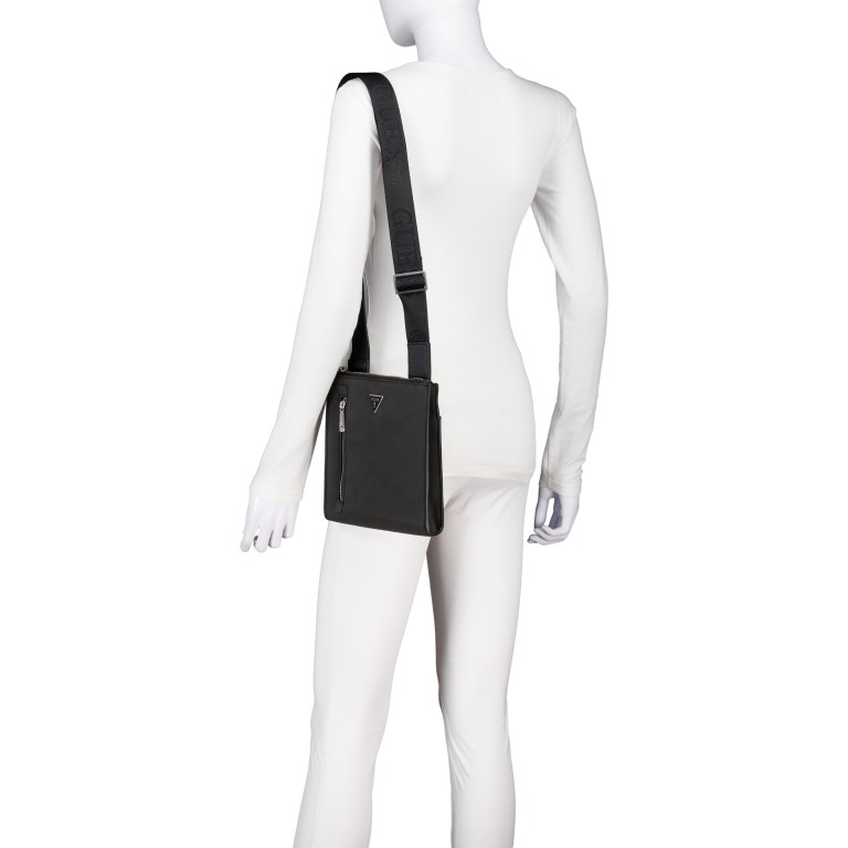 Umhängetasche Torino Flat Crossbody, Farbe: schwarz, beige, Marke: Guess, Abmessungen in cm: 19x21x3.5, Bild 4 von 6