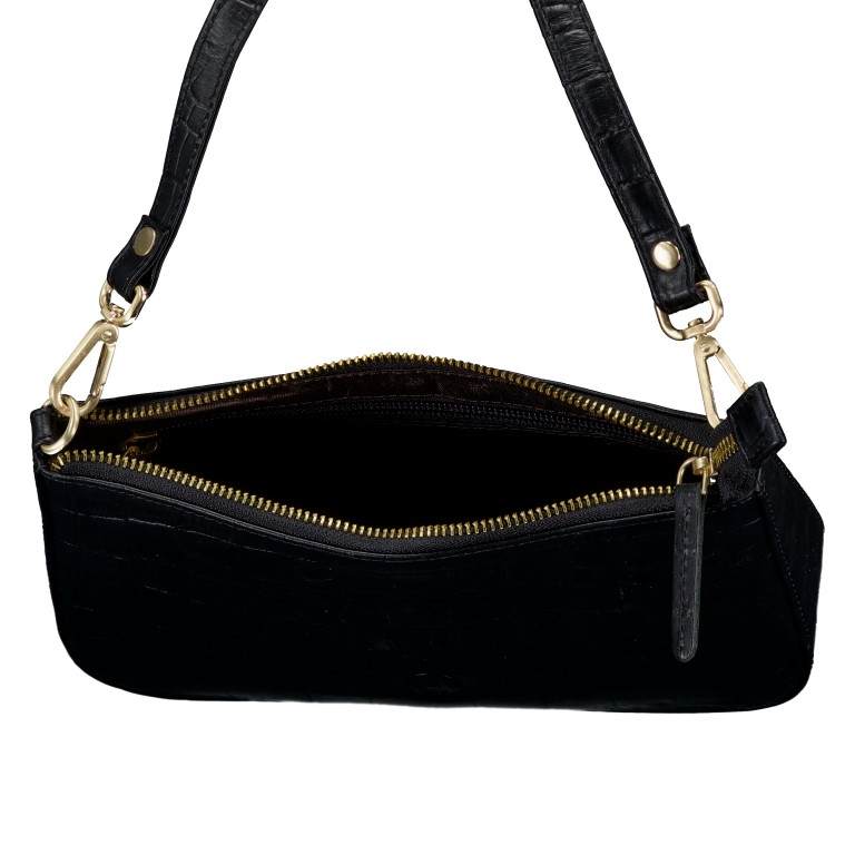 Umhängetasche Kroko, Farbe: schwarz, braun, Marke: Hausfelder Manufaktur, Abmessungen in cm: 23.5x14x5.3, Bild 8 von 8