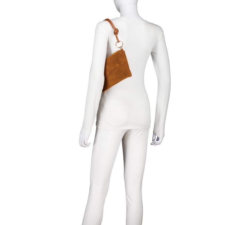 Umhängetasche Velours mit Goldfittings, Farbe: schwarz, cognac, taupe/khaki, grün/oliv, beige, Marke: Hausfelder Manufaktur, Abmessungen in cm: 25x15x1, Bild 5 von 8