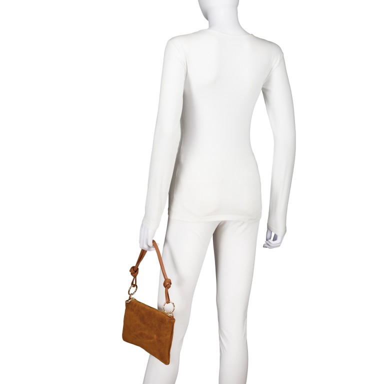 Umhängetasche Velours mit Goldfittings, Farbe: schwarz, cognac, taupe/khaki, grün/oliv, beige, Marke: Hausfelder Manufaktur, Abmessungen in cm: 25x15x1, Bild 4 von 8