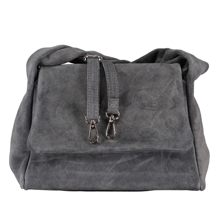 Umhängetasche Velours Grau, Farbe: grau, Marke: Hausfelder Manufaktur, EAN: 4065646022652, Abmessungen in cm: 26x20.5x12.5, Bild 1 von 8