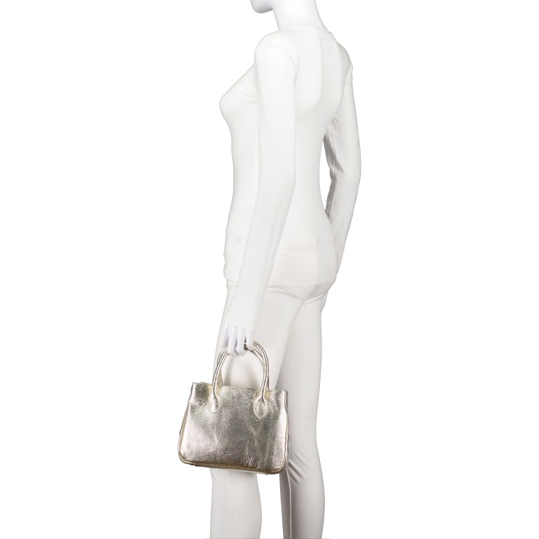 Handtasche Metallic Gold, Farbe: metallic, Marke: Hausfelder Manufaktur, EAN: 4065646022737, Abmessungen in cm: 23x18x10, Bild 4 von 7