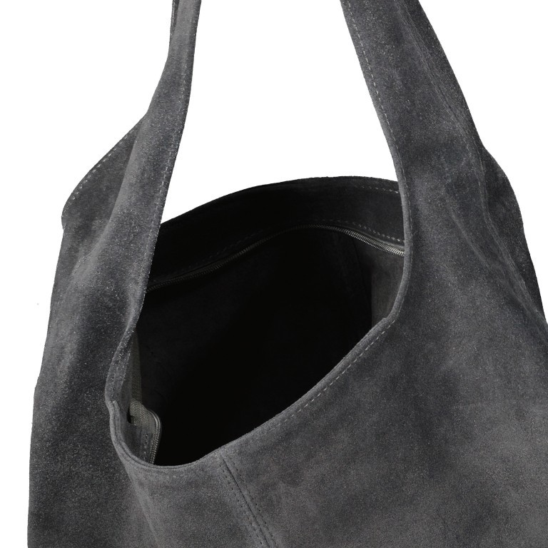 Beuteltasche Velours Grau, Farbe: grau, Marke: Hausfelder Manufaktur, EAN: 4065646022744, Abmessungen in cm: 32.5x32x17, Bild 5 von 5