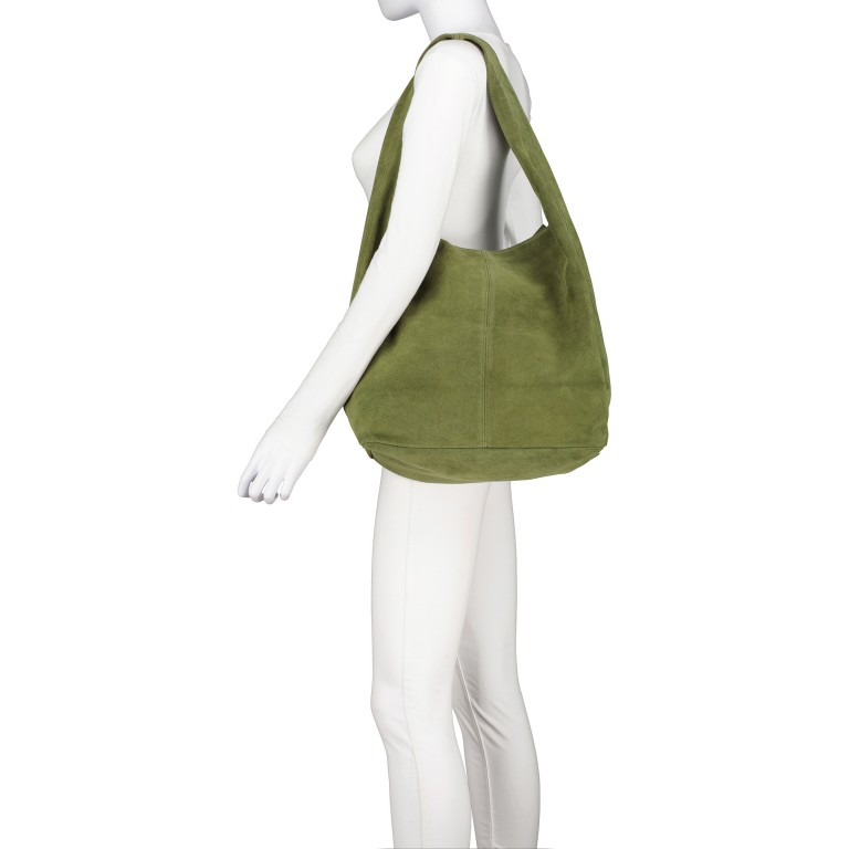 Beuteltasche Velours Oliv, Farbe: grün/oliv, Marke: Hausfelder Manufaktur, EAN: 4065646022768, Abmessungen in cm: 32.5x32x17, Bild 4 von 5