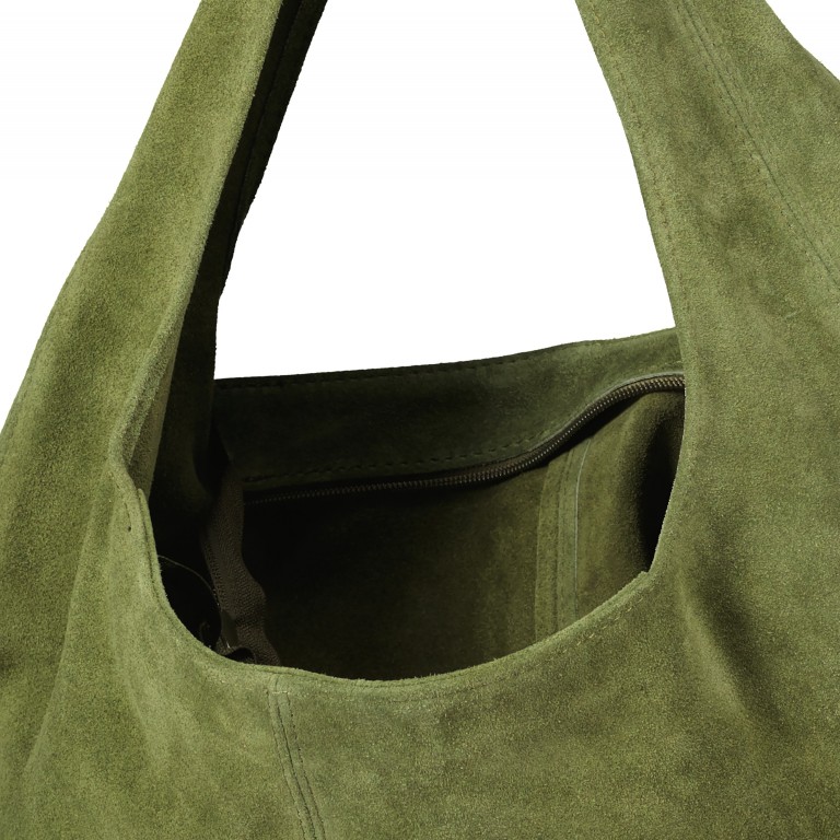 Beuteltasche Velours Oliv, Farbe: grün/oliv, Marke: Hausfelder Manufaktur, EAN: 4065646022768, Abmessungen in cm: 32.5x32x17, Bild 5 von 5