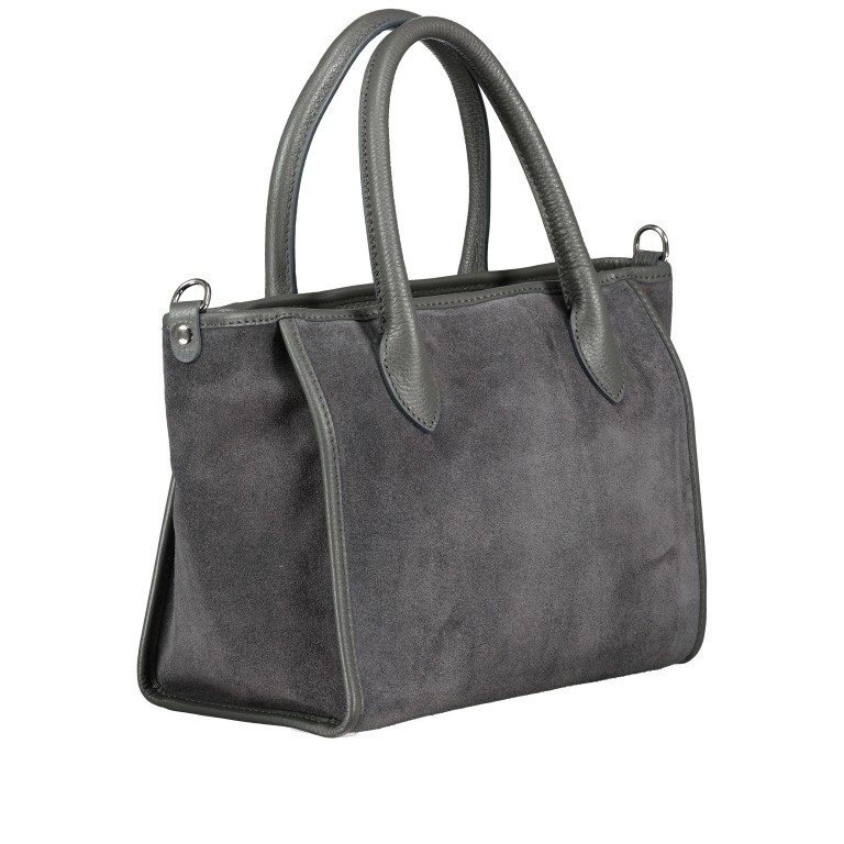 Handtasche Velours Grau, Farbe: grau, Marke: Hausfelder Manufaktur, EAN: 4065646022850, Abmessungen in cm: 28x22x14.5, Bild 2 von 8