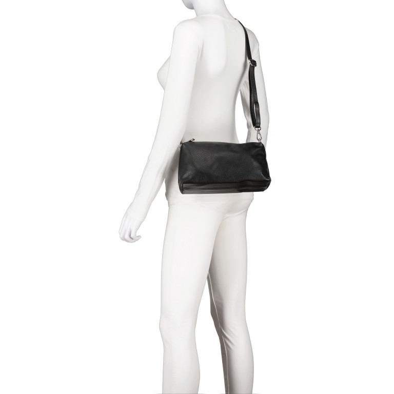 Umhängetasche Dollaro Schwarz, Farbe: schwarz, Marke: Hausfelder Manufaktur, EAN: 4065646022911, Abmessungen in cm: 26x13x8.5, Bild 7 von 8