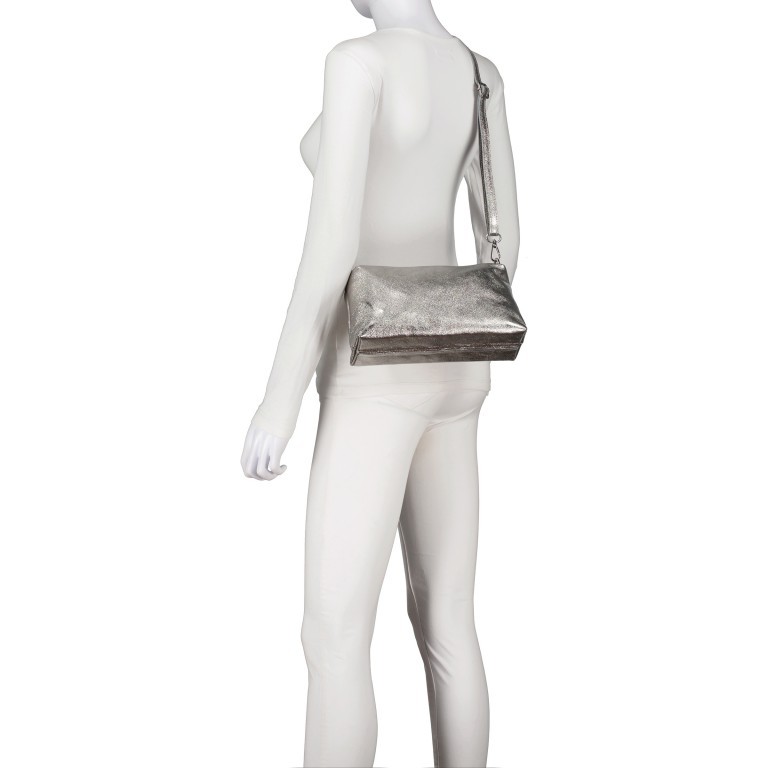 Umhängetasche Metallic Grau, Farbe: grau, Marke: Hausfelder Manufaktur, EAN: 4065646022935, Abmessungen in cm: 26x14.5x8.5, Bild 7 von 8