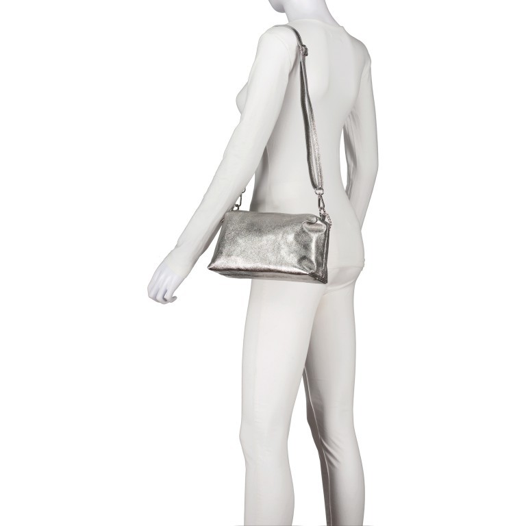 Umhängetasche Metallic Grau, Farbe: grau, Marke: Hausfelder Manufaktur, EAN: 4065646022935, Abmessungen in cm: 26x14.5x8.5, Bild 6 von 8