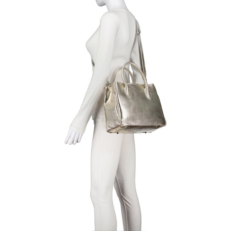 Handtasche Metallic Gold, Farbe: metallic, Marke: Hausfelder Manufaktur, EAN: 4065646022997, Abmessungen in cm: 29.5x22.5x12, Bild 6 von 7