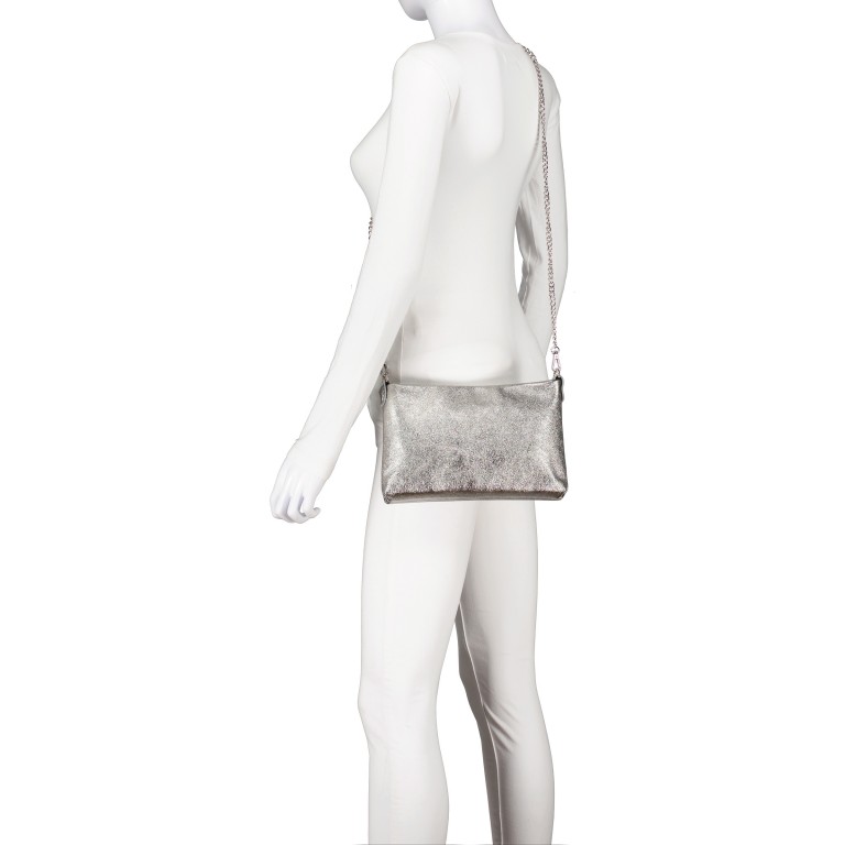 Umhängetasche Metallic Grau, Farbe: grau, Marke: Hausfelder Manufaktur, EAN: 4065646022959, Abmessungen in cm: 25x17x4, Bild 7 von 8