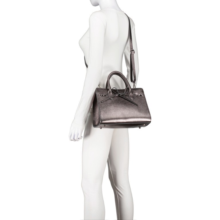 Handtasche Metallic Anthra, Farbe: anthrazit, Marke: Hausfelder Manufaktur, EAN: 4065646023062, Abmessungen in cm: 28.5x21x12, Bild 6 von 7