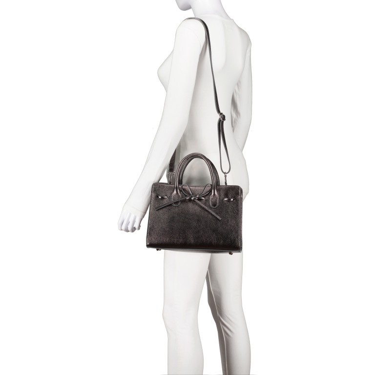 Handtasche Metallic Anthra, Farbe: anthrazit, Marke: Hausfelder Manufaktur, EAN: 4065646023062, Abmessungen in cm: 28.5x21x12, Bild 5 von 7