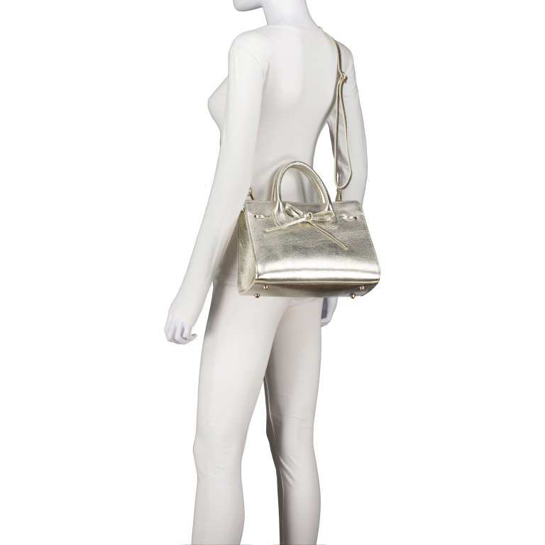 Handtasche Metallic Gold, Farbe: metallic, Marke: Hausfelder Manufaktur, EAN: 4065646023048, Abmessungen in cm: 28.5x21x12, Bild 6 von 7