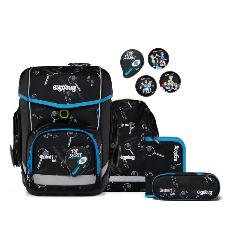 Schulranzen Cubo ??? Set 5-teilig Modell 2025 Bärdektiv, Farbe: schwarz, Marke: Ergobag, EAN: 4057081192151, Abmessungen in cm: 28x38x25, Bild 1 von 7