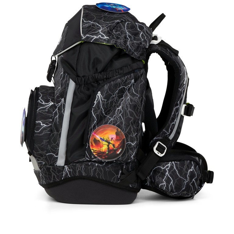 Schulranzen Pack Reflex Glow Set 6-teilig Modell 2025 Super ReflektBär, Farbe: schwarz, Marke: Ergobag, EAN: 4057081200481, Abmessungen in cm: 28x40x25, Bild 4 von 9
