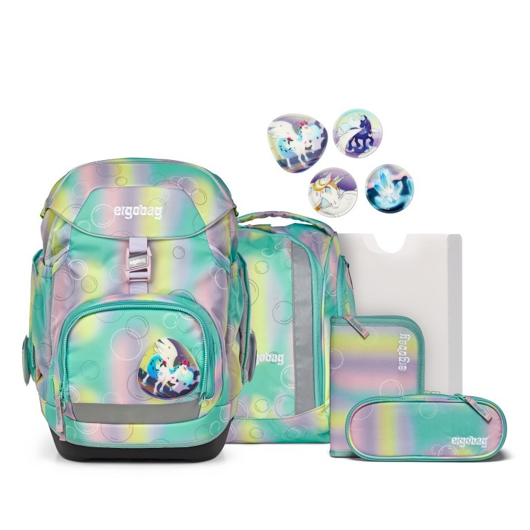 Schulranzen Pack Reflex Glow Set 6-teilig Modell 2025 ZauBärwelt, Farbe: grün/oliv, Marke: Ergobag, EAN: 4057081200610, Abmessungen in cm: 28x40x25, Bild 1 von 9