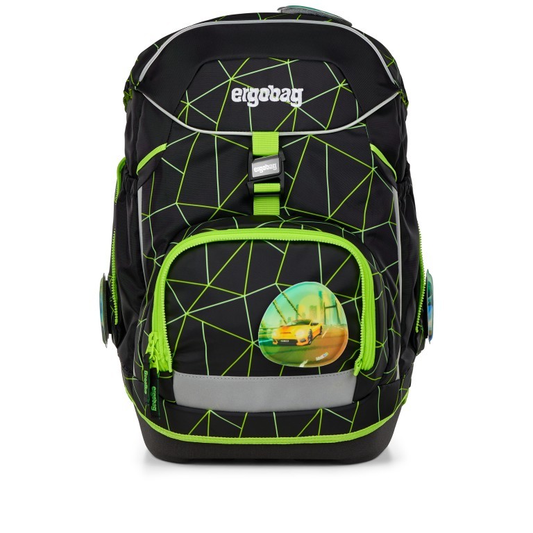 Schulranzen Pack Lumi Edition Set 6-teilig Modell 2025 CyBär Race, Farbe: schwarz, Marke: Ergobag, EAN: 4057081200696, Abmessungen in cm: 28x40x25, Bild 2 von 8