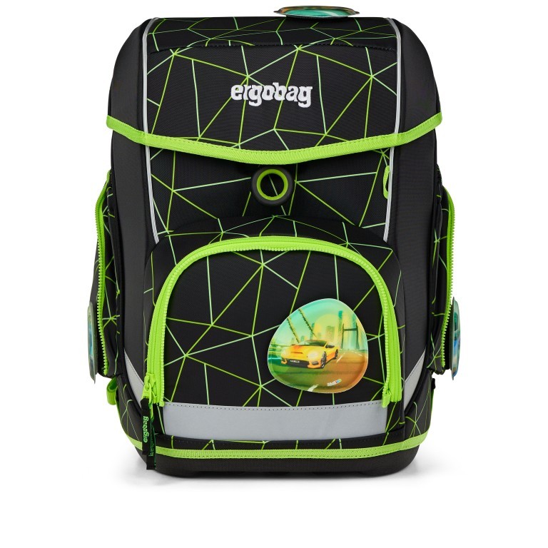 Schulranzen Cubo Lumi Edition Set 5-teilig Modell 2025 CyBär Race, Farbe: schwarz, Marke: Ergobag, EAN: 4057081192380, Abmessungen in cm: 28x38x25, Bild 2 von 8