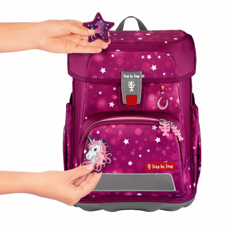 Schulranzen Cloud Set 5-teilig Sweet Unicorn Nuala, Farbe: rot/weinrot, Marke: Step by Step, EAN: 4047443525024, Abmessungen in cm: 28x37.5x20, Bild 3 von 14