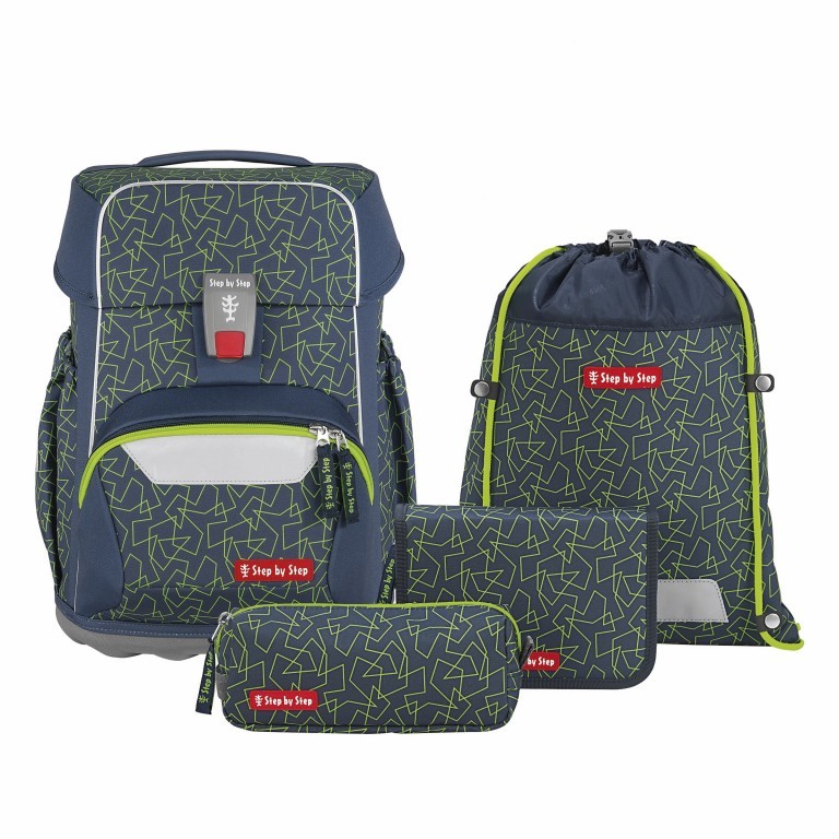 Schulranzen Basis Set 4-teilig Green Geometric, Farbe: grün/oliv, Marke: Step by Step, EAN: 4047443527301, Abmessungen in cm: 28x41x20, Bild 1 von 13