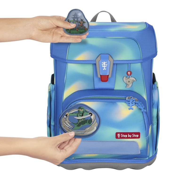 Schulranzen Cloud Flash Set 5-teilig Ninja Zazu, Farbe: blau/petrol, Marke: Step by Step, EAN: 4047443525062, Abmessungen in cm: 28x37.5x20, Bild 3 von 14