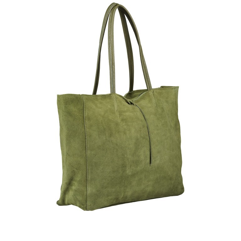 Shopper Velours Oliv, Farbe: grün/oliv, Marke: Hausfelder Manufaktur, EAN: 4065646023154, Abmessungen in cm: 36x30x12, Bild 2 von 5