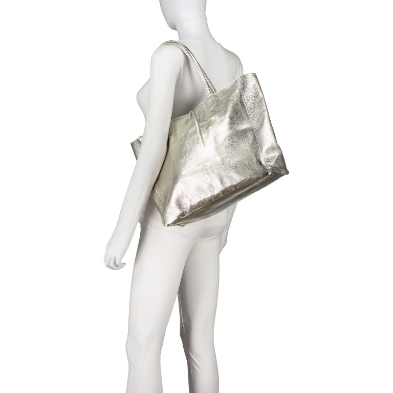 Shopper Metallic Gold, Farbe: metallic, Marke: Hausfelder Manufaktur, EAN: 4065646023178, Abmessungen in cm: 37x29.5x11.5, Bild 4 von 5