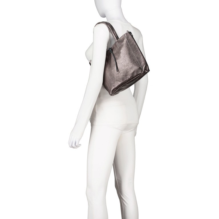 Handtasche Metallic Anthra, Farbe: anthrazit, Marke: Hausfelder Manufaktur, EAN: 4065646023253, Abmessungen in cm: 23x22.5x8.5, Bild 5 von 8