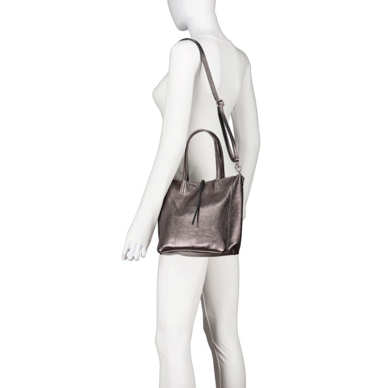 Handtasche Metallic Anthra, Farbe: anthrazit, Marke: Hausfelder Manufaktur, EAN: 4065646023253, Abmessungen in cm: 23x22.5x8.5, Bild 6 von 8