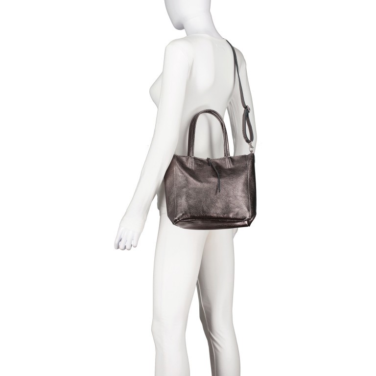 Handtasche Metallic Anthra, Farbe: anthrazit, Marke: Hausfelder Manufaktur, EAN: 4065646023253, Abmessungen in cm: 23x22.5x8.5, Bild 7 von 8