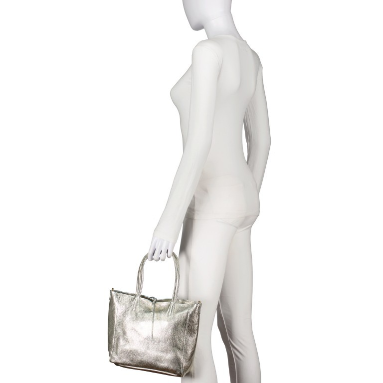 Handtasche Metallic Gold, Farbe: metallic, Marke: Hausfelder Manufaktur, EAN: 4065646023260, Abmessungen in cm: 23x22.5x8.5, Bild 4 von 8
