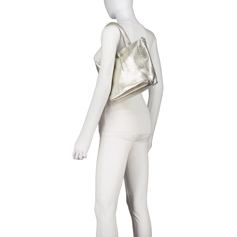 Handtasche Metallic Gold, Farbe: metallic, Marke: Hausfelder Manufaktur, EAN: 4065646023260, Abmessungen in cm: 23x22.5x8.5, Bild 5 von 8