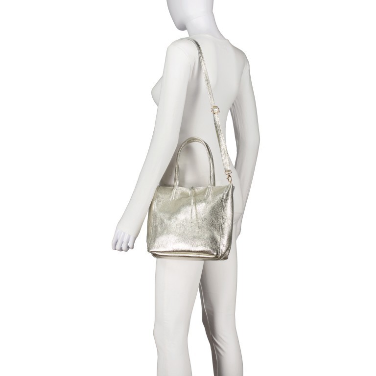 Handtasche Metallic Gold, Farbe: metallic, Marke: Hausfelder Manufaktur, EAN: 4065646023260, Abmessungen in cm: 23x22.5x8.5, Bild 6 von 8