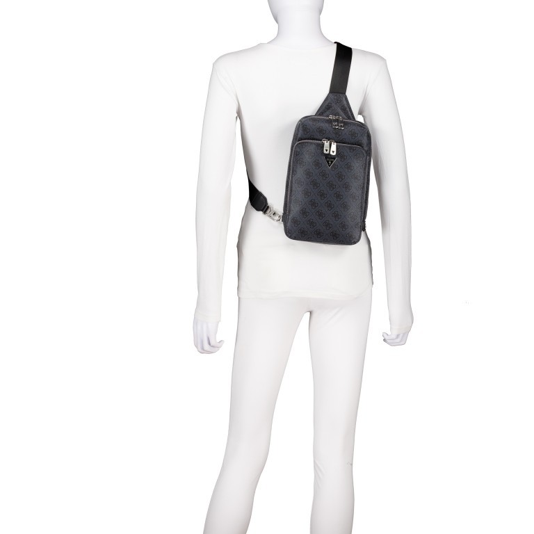 Umhängetasche Milano Slingbag 4g-logo Black, Farbe: schwarz, Marke: Guess, EAN: 7620837299052, Abmessungen in cm: 18.5x27.5x6.5, Bild 4 von 5