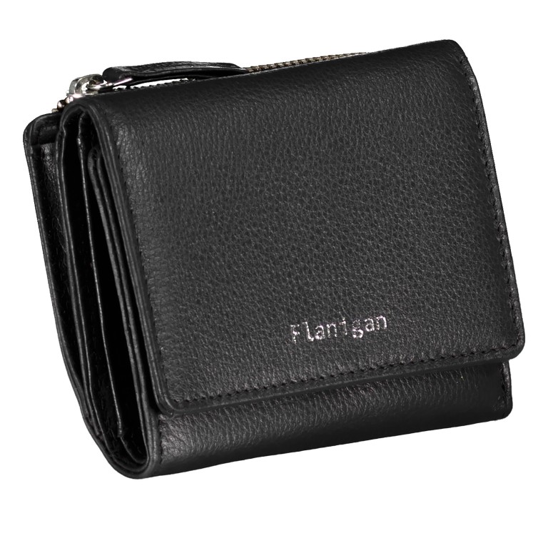 Geldbörse Luise 454 mit RFID-Schutz Schwarz, Farbe: schwarz, Marke: Flanigan, EAN: 4066727006196, Abmessungen in cm: 11x8.5x4, Bild 2 von 5