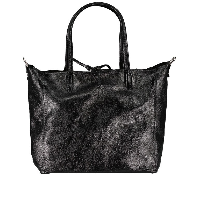 Handtasche Metallic Schwarz, Farbe: schwarz, Marke: Hausfelder Manufaktur, EAN: 4065646024472, Abmessungen in cm: 23.5x23x8, Bild 3 von 7